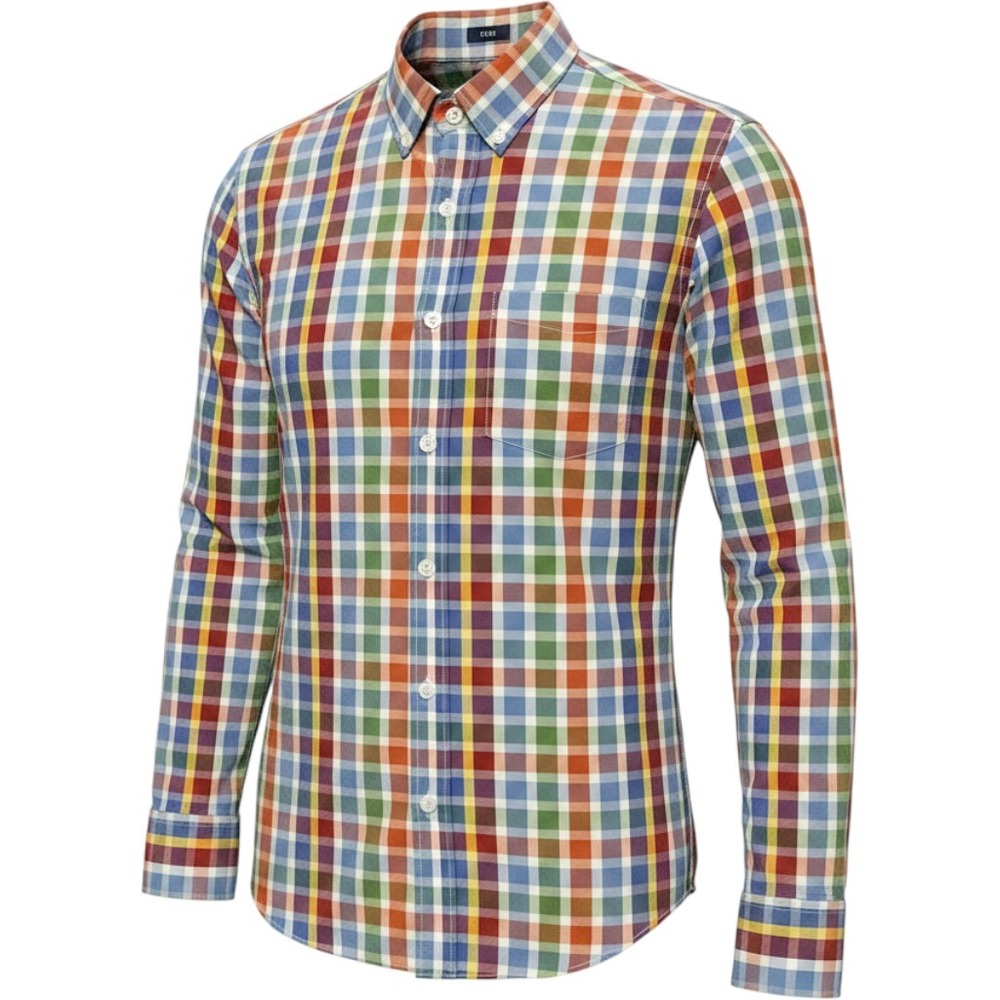 J.Crew Flex Washed Mens Multi-Color Plaid Slim Fit Button Down Shirt M